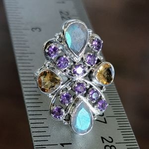 Nicky Butler 925 Sterling Silver Labradorite Amethyst Ring NWT Designer Sz 8.75
